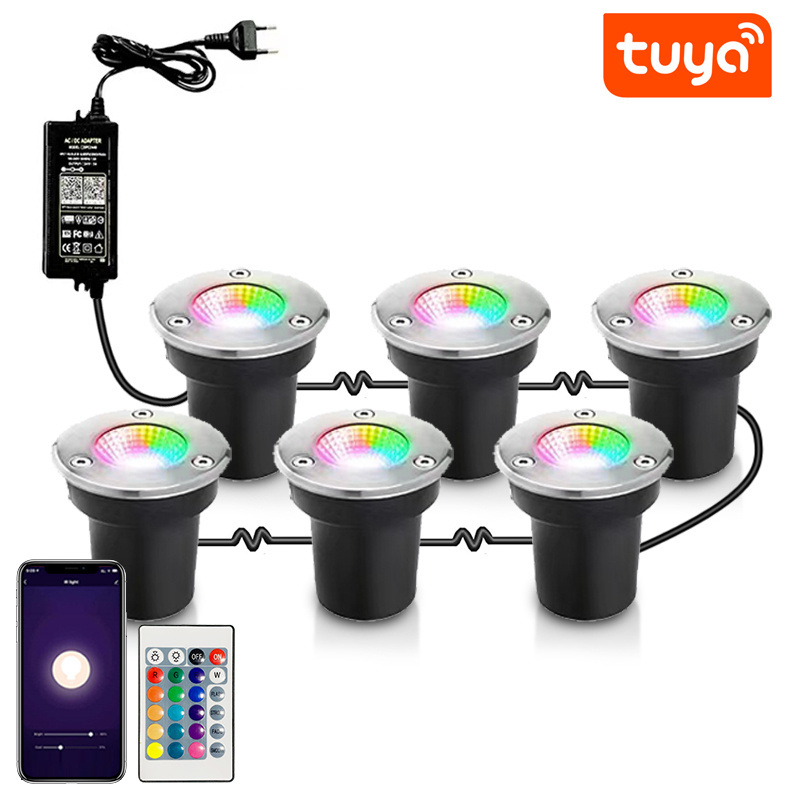 OEM ODM LED Inground Light Smart WIFI APP RGB Color Changing Remote IP65 Waterproof Buried Lamp Recessed LED Underground Lights