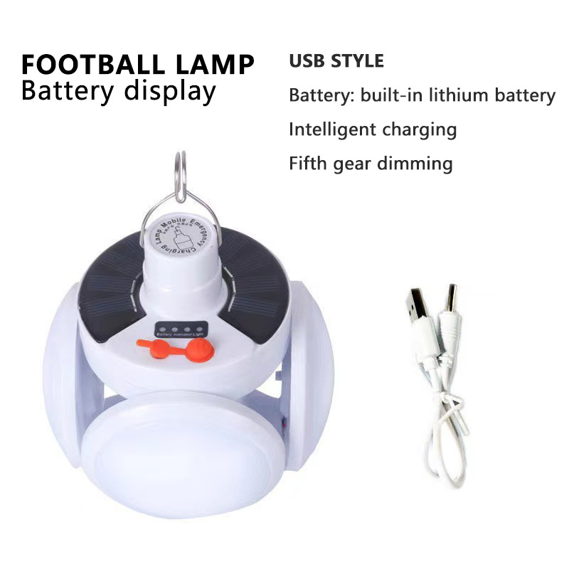 Outdoor Foldable Waterproof Rechargeable LED Football Work Light Bulb Portable Camp Led Solar Emergency Lights LED Charging Lamp