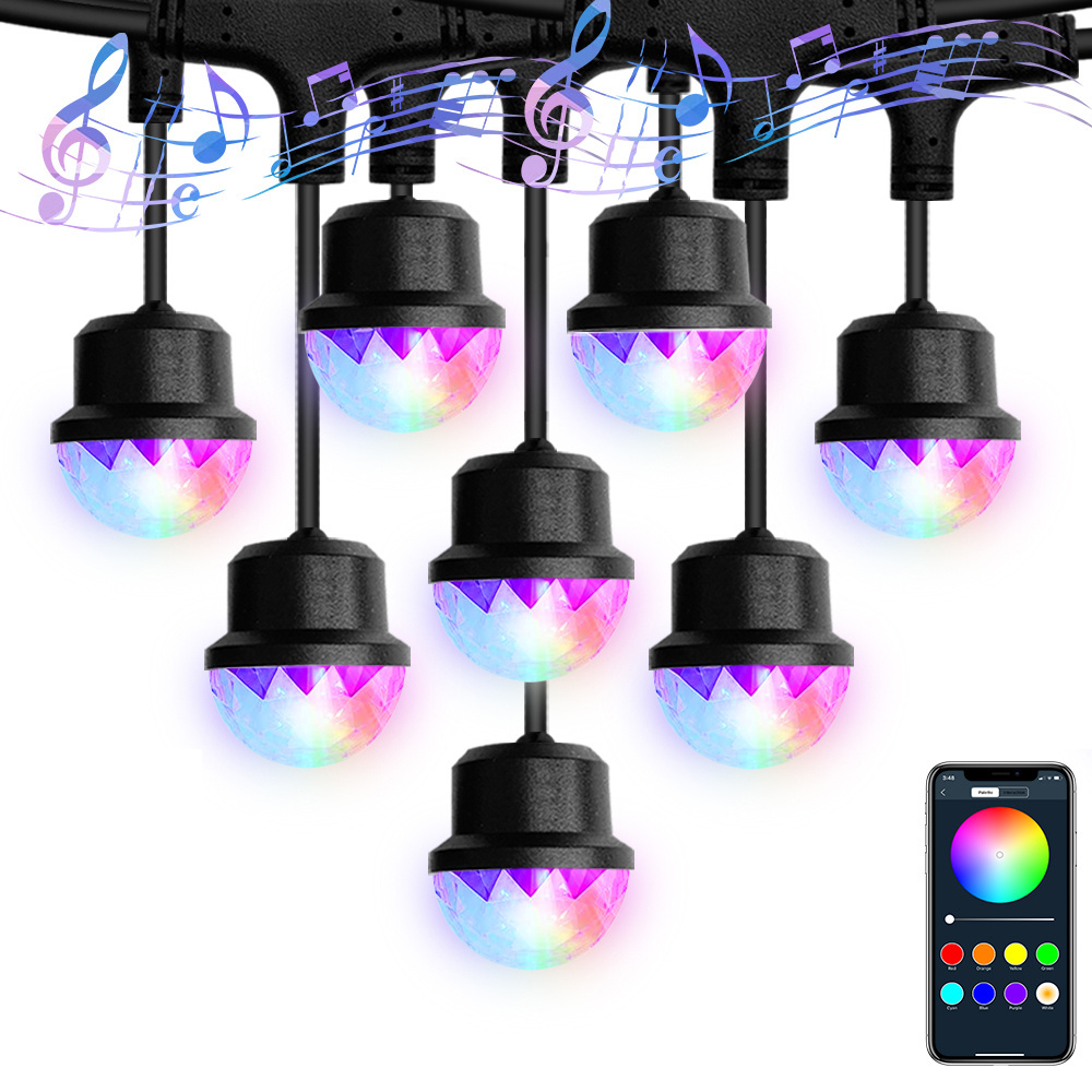 OEM Smart LED Light String Garden Lighting Garland Music Sync Color Changing Bulb APP Group Control Timer RGB LED String Light