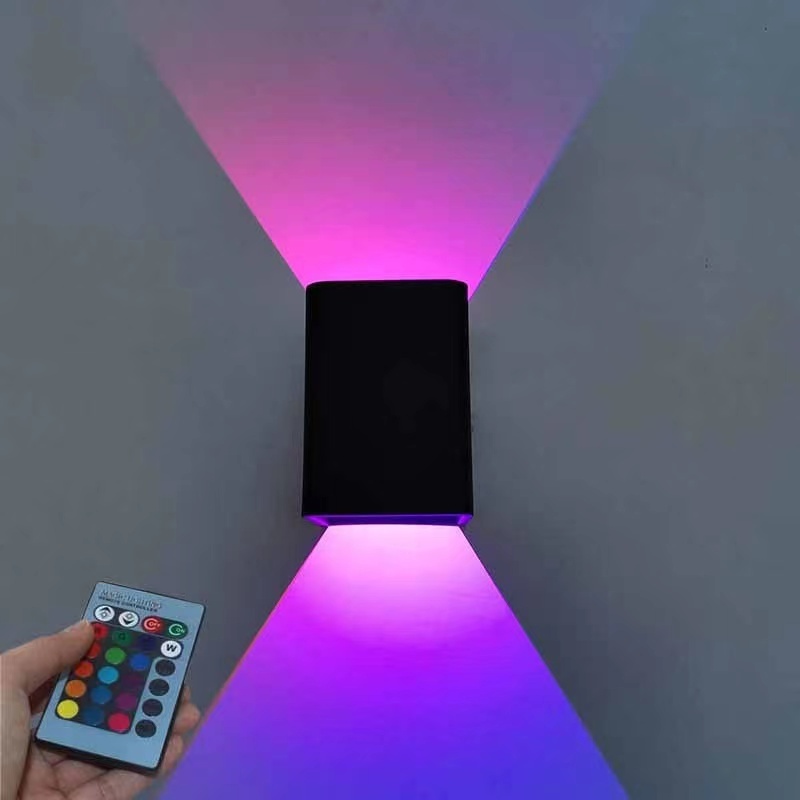 Wall Sconce Light LED Landscape Spotlights Fixture Remote Double Head Mount RGB Waterproof Up and Down Modern Outdoor Wall Light