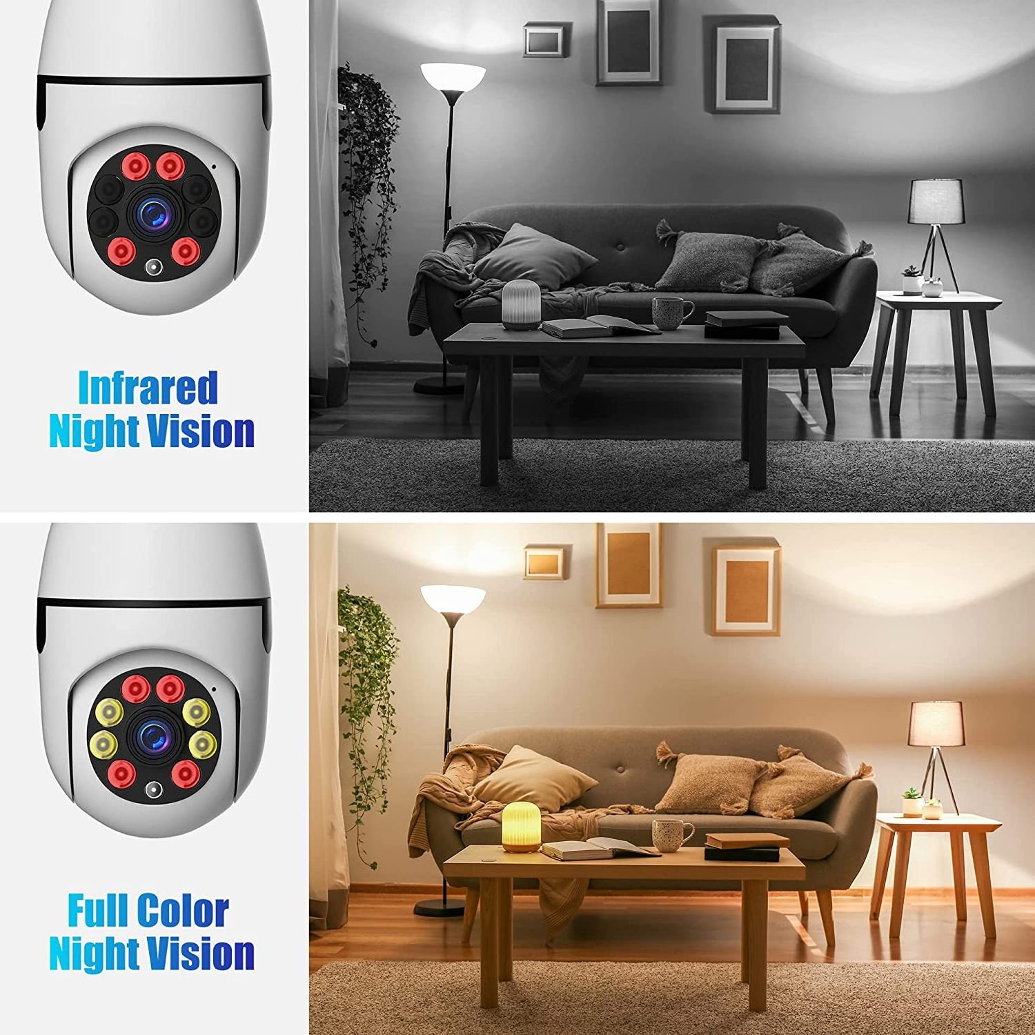 OEM CCTV Tuya Smart Light Bulb Security Camera Alarm Motion Detection Monitor Home Recording Wireless Light Bulb Camera 360 Wifi