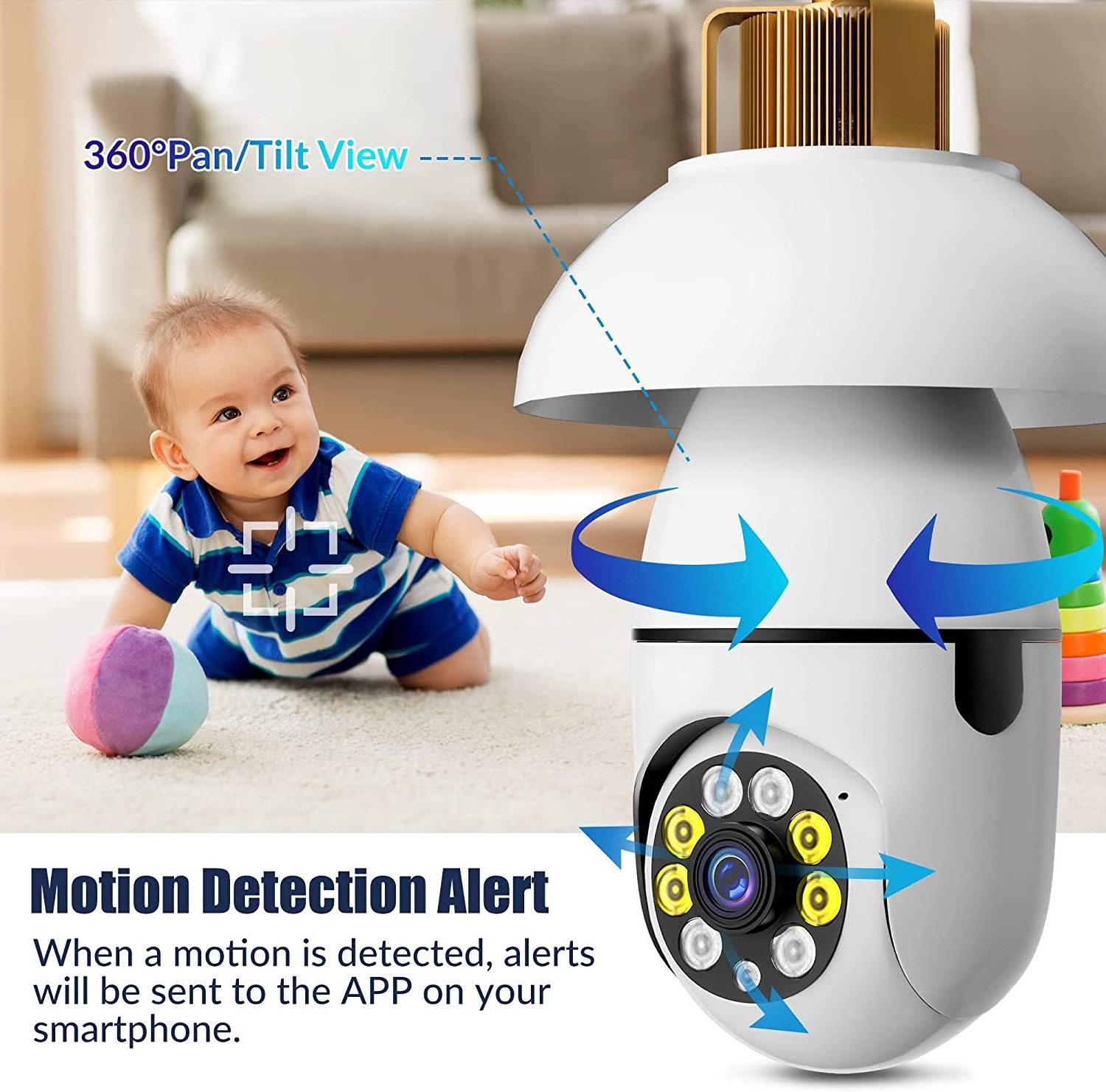 OEM CCTV Tuya Smart Light Bulb Security Camera Alarm Motion Detection Monitor Home Recording Wireless Light Bulb Camera 360 Wifi