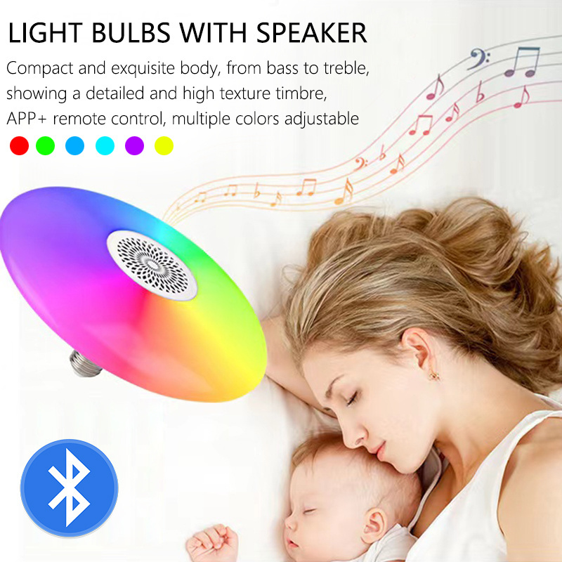 Smart Music Bulb LED RGBW Colorful Remote Control APP Color Changing 20W E27 Music Playing LED Light Bulb