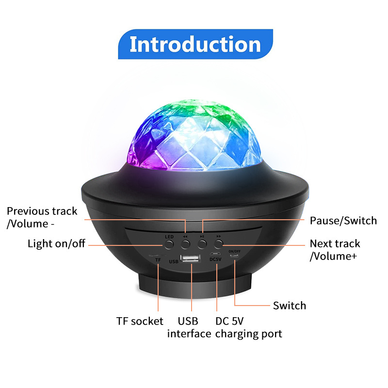 Galaxy Projector Northern Lighting with Music Speaker Starry Nebula RGB Ceiling Projector Bedroom Baby Kids LED Galaxy Projector