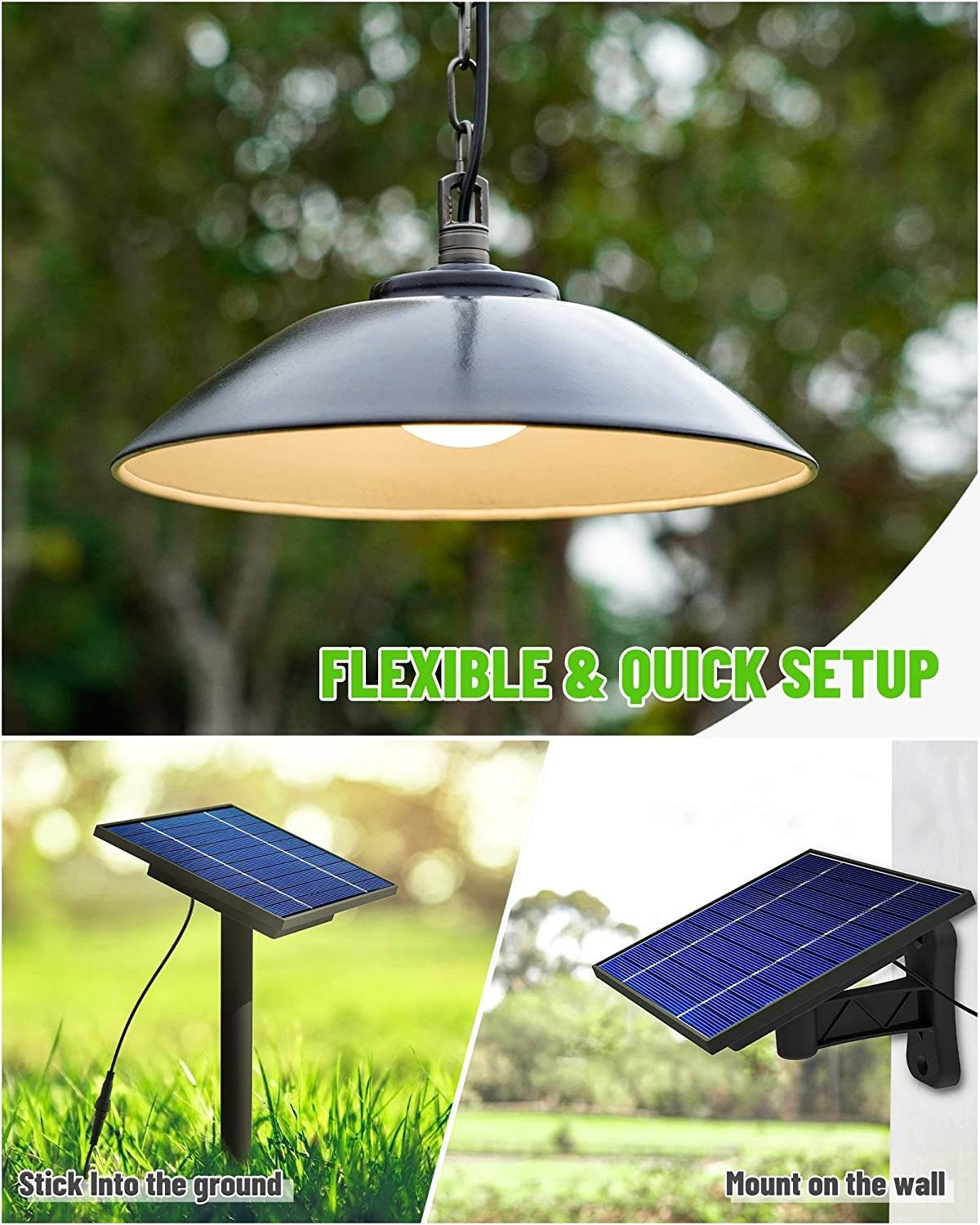 Wholesale LED Hanging Solar Shed Light Chandelier Lamp High Bay Corridor Garden Gazebo Yard Solar Pendant Lights Outdoor Indoor