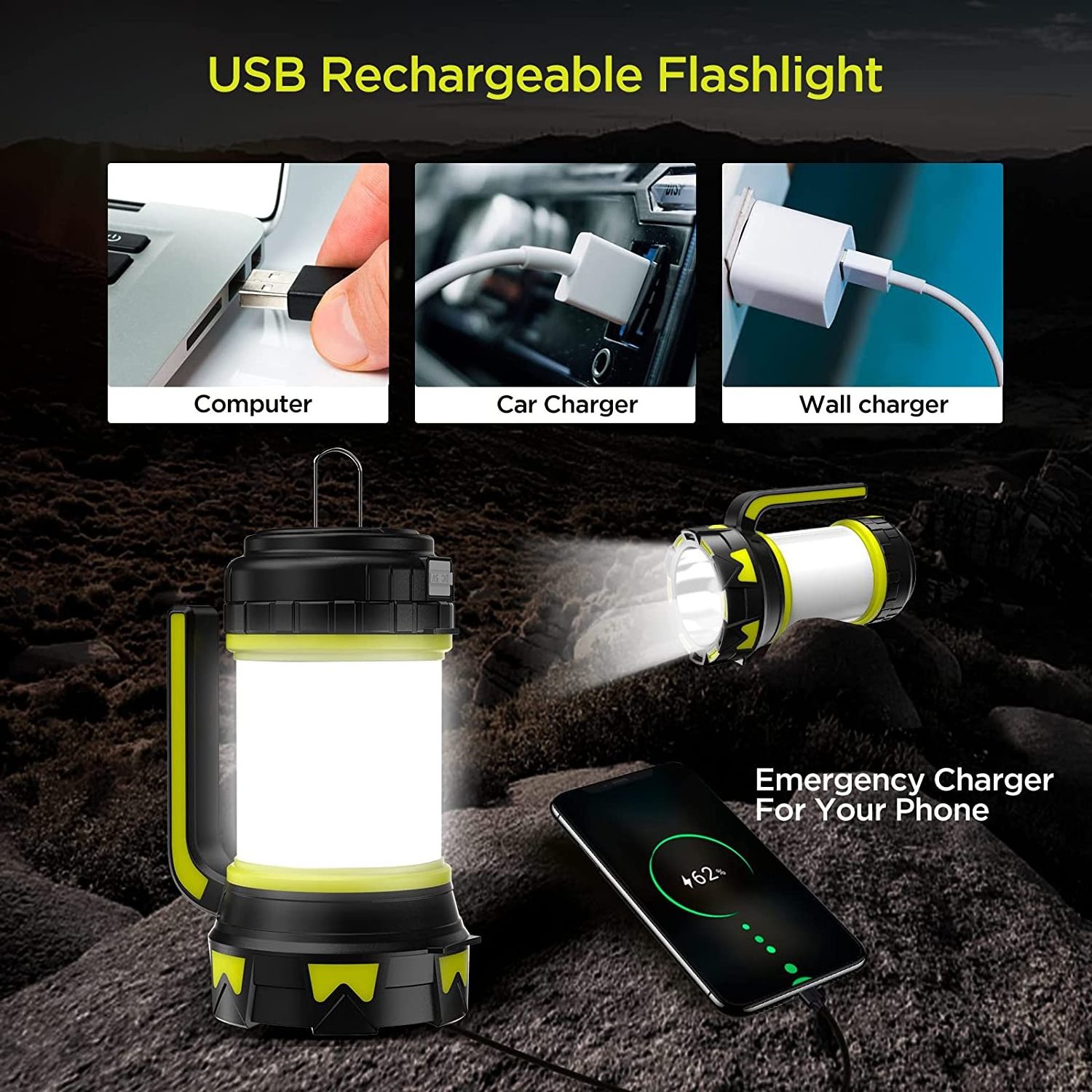 OEM ODM LED Light Lantern Energy Saving Portable Waterproof USB Charger Power Bank Flashlights Emergency LED Rechargeable Light