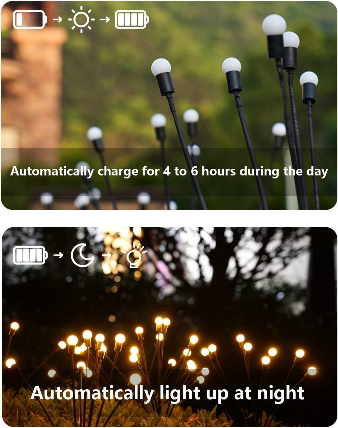 OEM Solar Garden Lights Waterproof Starburst Wind Swaying Firefly Lights Decorative Outdoor Holiday Solar Lights Outdoor Garden