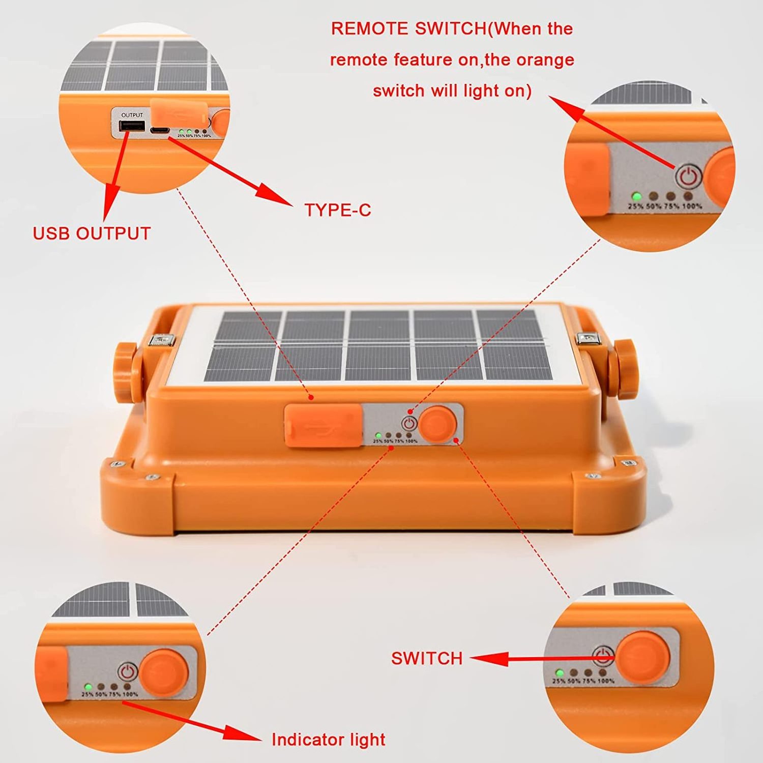 Factory Wholesale Work Light Camping Fishing Lanterns Emergency Lights Rechargeable Outdoor Waterproof Led Solar Flood Lights