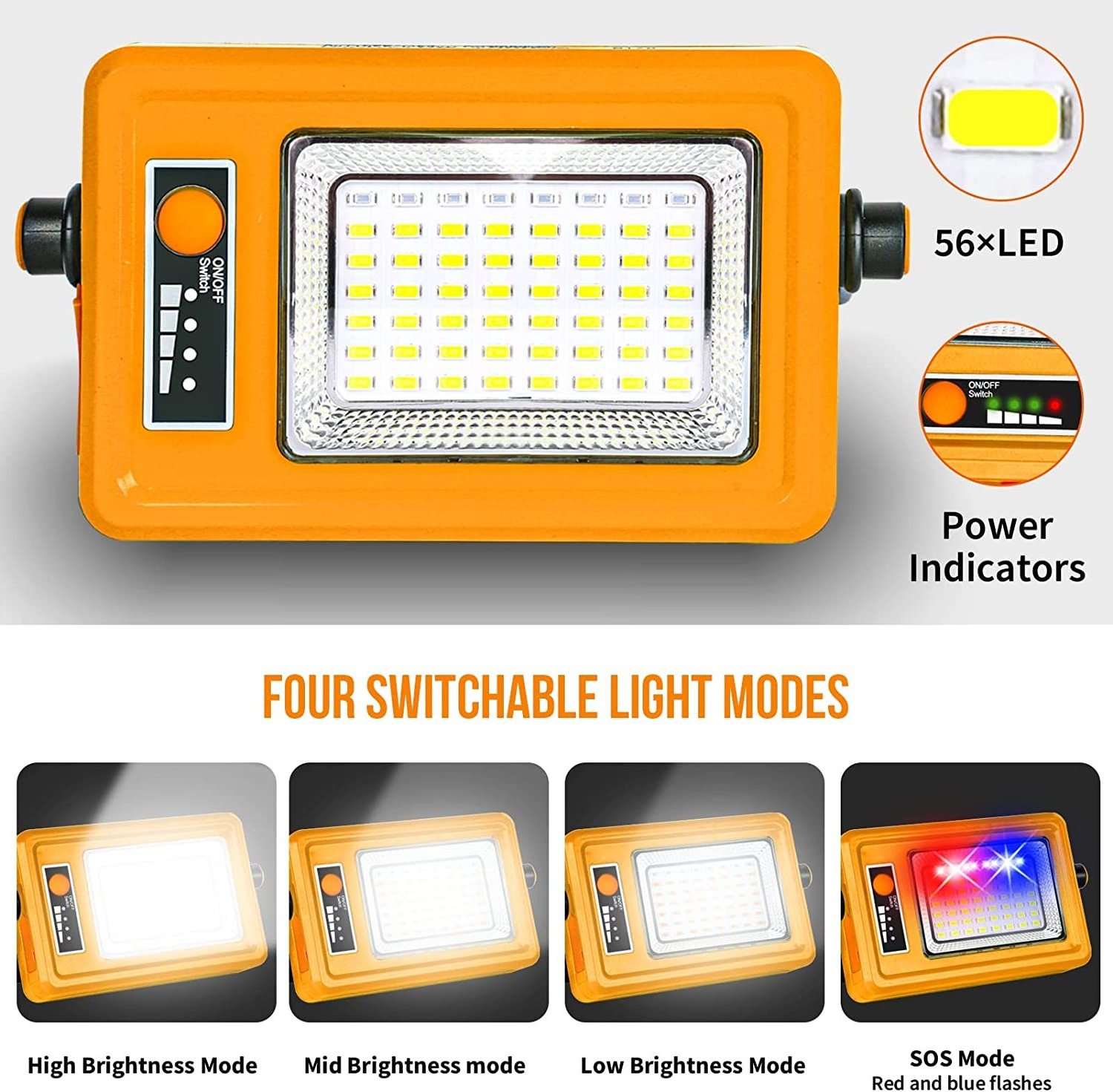 Factory 56Leds Solar Portable Rechargeable LED Work Light Outdoor Camping Hiking Fishing Led Emergency Light Solar Flood Light