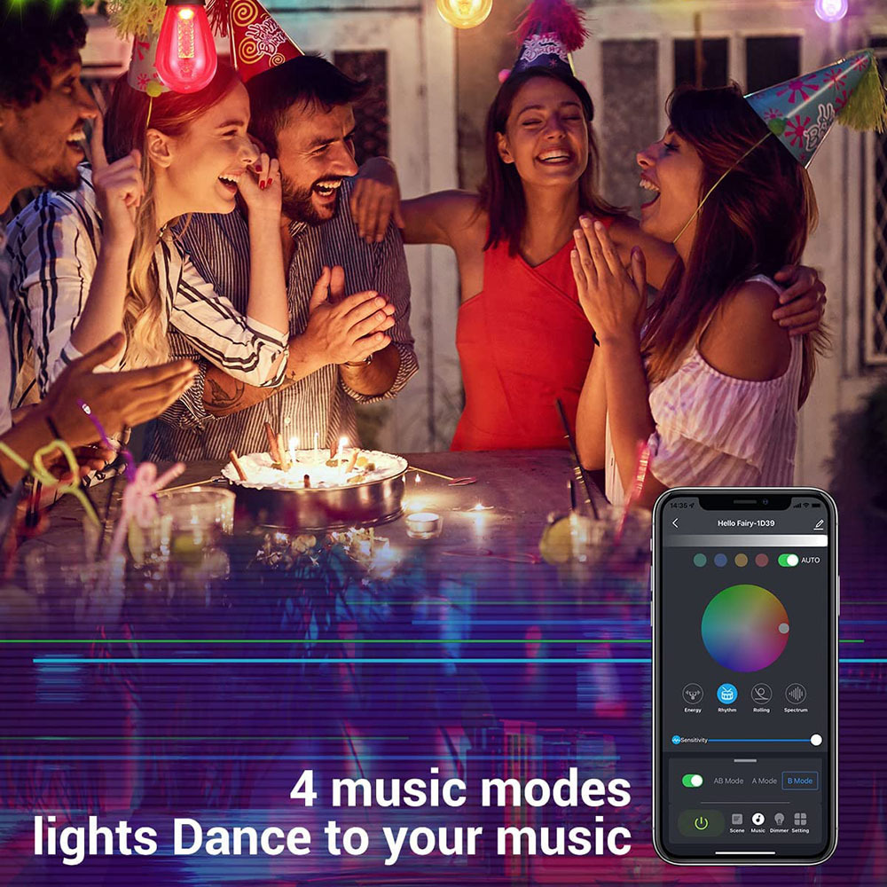 String Lights G40 Ble APP Remote RGB Patio Lights Color Changing Dimmable Balcony Backyard Party Bistro LED Smart Outdoor Lights