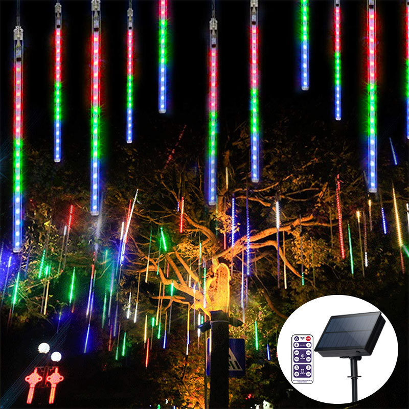 Led Meteor Lights Rain Drop Led Snow Falling Fairy String Lights Tree Wedding Holiday RGB Tube Solar Meteor Shower Led Lights