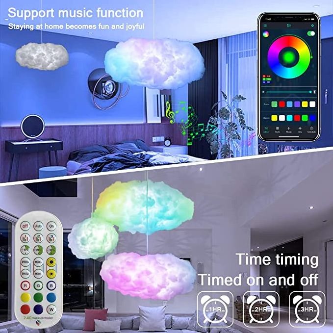 Music Sync Warm White Multicolor Changing Led Cloud Ceiling Light Remote APP Indoor Home Bedroom Decoration Cloud Lighting