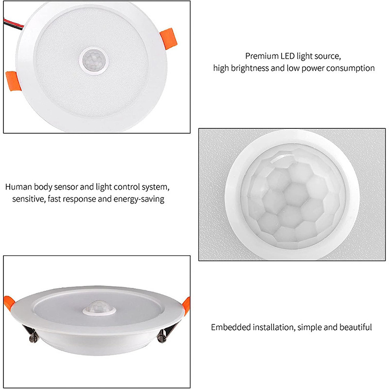 Factory 5W 7W 9W 12W PIR Motion Sensor Trimless Recessed Down Light for Hotel Downlights Recessed Ceiling Light LED Downlights