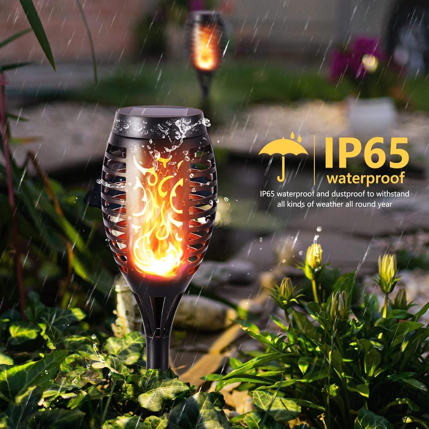 Led Solar Flickering Flame Torch Lights Outdoor Halloween Decoration Garden Landscape Pathway Lights Outside Solar Torch Lights