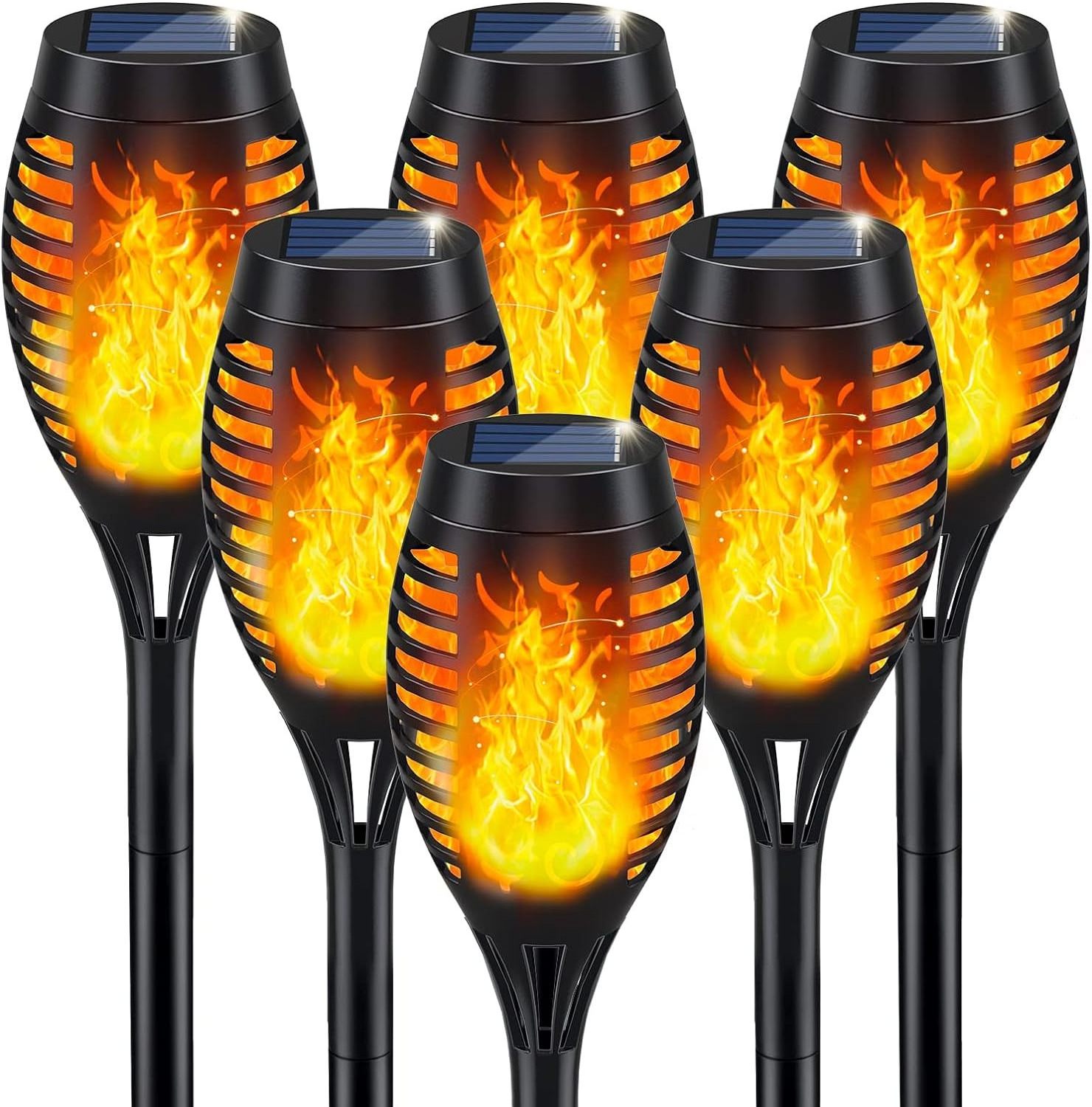 Led Solar Flickering Flame Torch Lights Outdoor Halloween Decoration Garden Landscape Pathway Lights Outside Solar Torch Lights