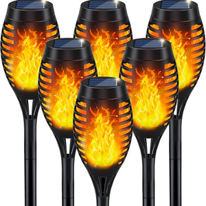 Led Solar Flickering Flame Torch Lights Outdoor Halloween Decoration Garden Landscape Pathway Lights Outside Solar Torch Lights