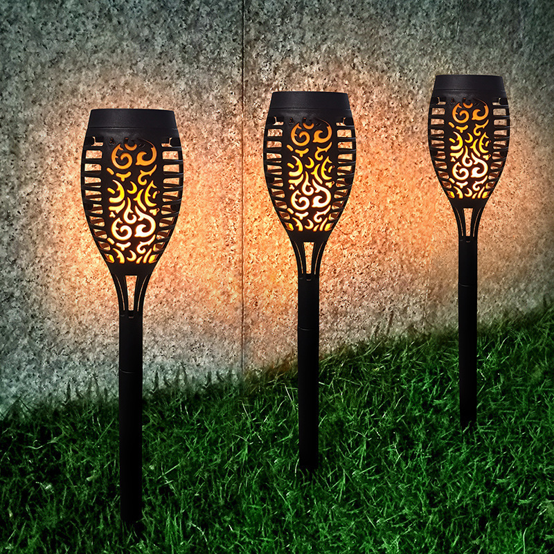 Led Solar Flickering Flame Torch Lights Outdoor Halloween Decoration Garden Landscape Pathway Lights Outside Solar Torch Lights