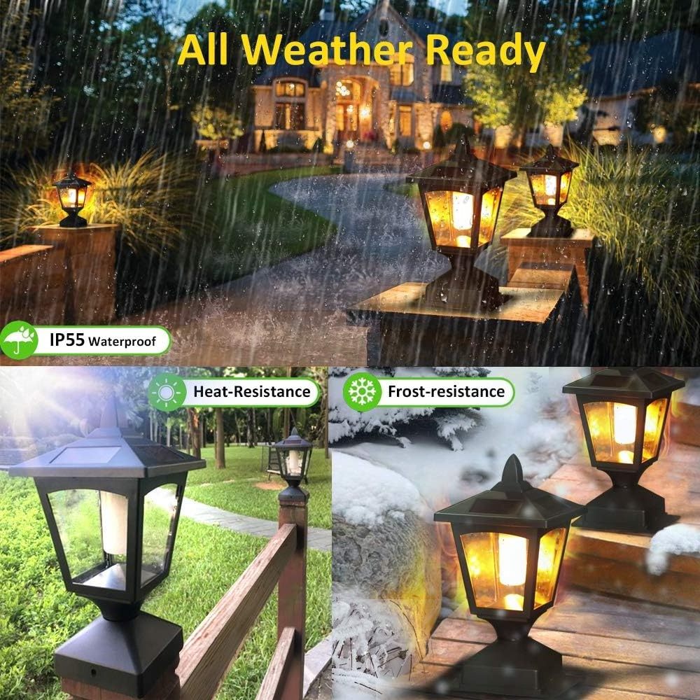 OEM Solar Post Light Outdoor Waterproof Christmas Lanterns Garden Solar Pillar Light Fence Flickering Outdoor Solar Flame Light