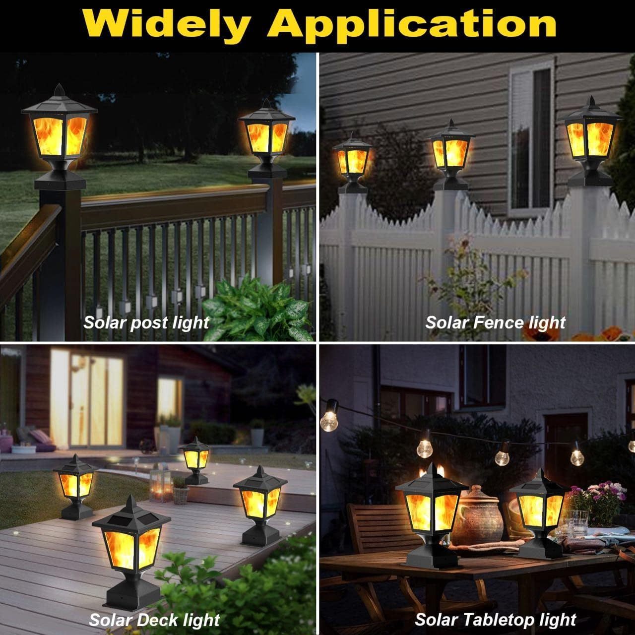 OEM Solar Post Light Outdoor Waterproof Christmas Lanterns Garden Solar Pillar Light Fence Flickering Outdoor Solar Flame Light