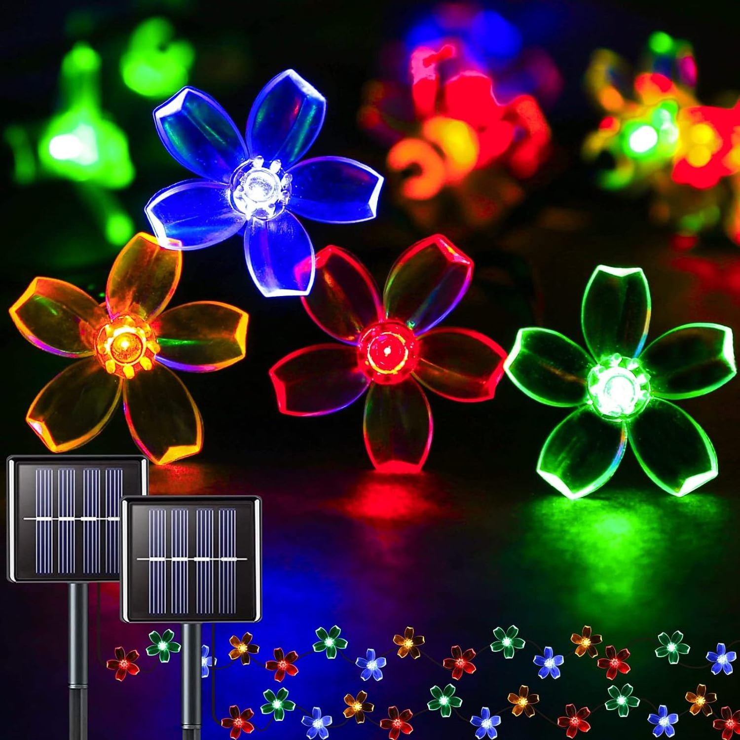 Fairy Christmas Tree Patio Garden Fence Bush LED Solar Powered Christmas Decorative Flower String Lights Outdoor Waterproof