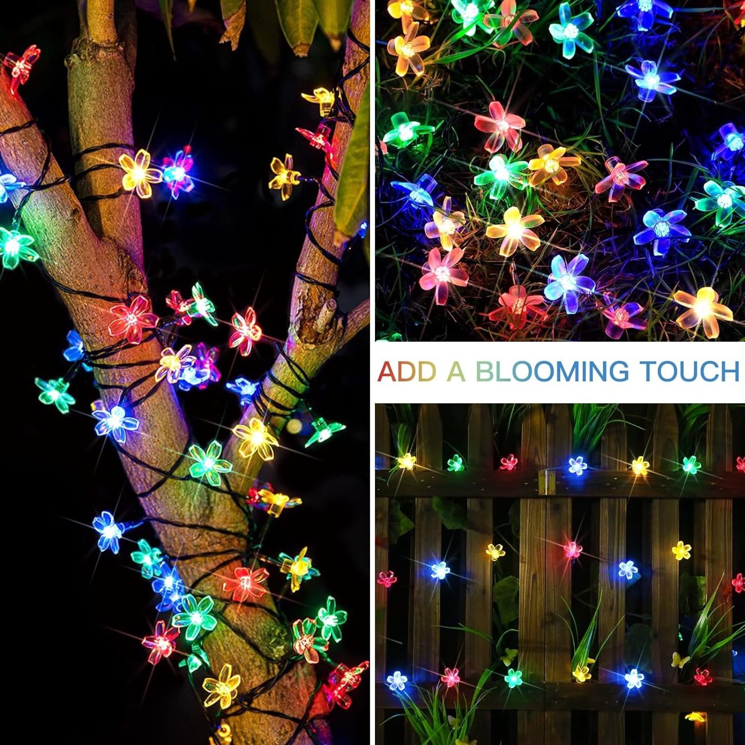 Fairy Christmas Tree Patio Garden Fence Bush LED Solar Powered Christmas Decorative Flower String Lights Outdoor Waterproof