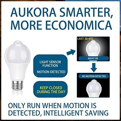 Motion Sensor Light Detector Auto Activated Dusk to Dawn Security Front Door Porch Garage Basement Hallway Motion Sensors Bulb