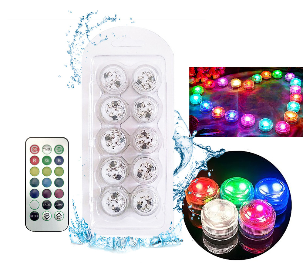 Mini LED Submersible Lights Pool Waterproof Candle Remote Battery RGB Color Changing Vase Home Party Wedding Table Diving Light