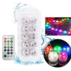 Mini LED Submersible Lights Pool Waterproof Candle Remote Battery RGB Color Changing Vase Home Party Wedding Table Diving Light