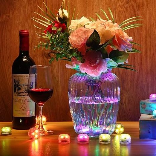 Mini LED Submersible Lights Pool Waterproof Candle Remote Battery RGB Color Changing Vase Home Party Wedding Table Diving Light