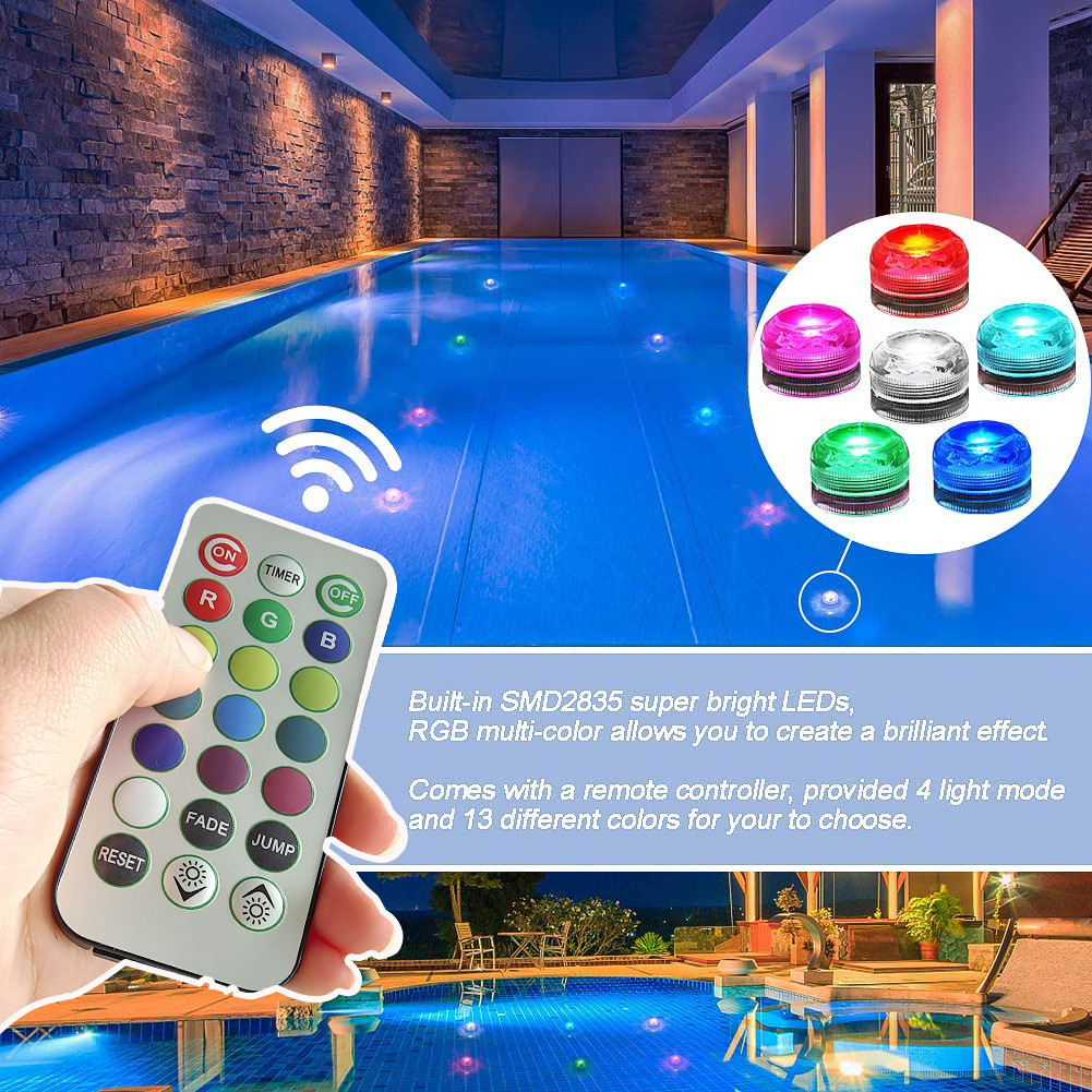 Mini LED Submersible Lights Pool Waterproof Candle Remote Battery RGB Color Changing Vase Home Party Wedding Table Diving Light