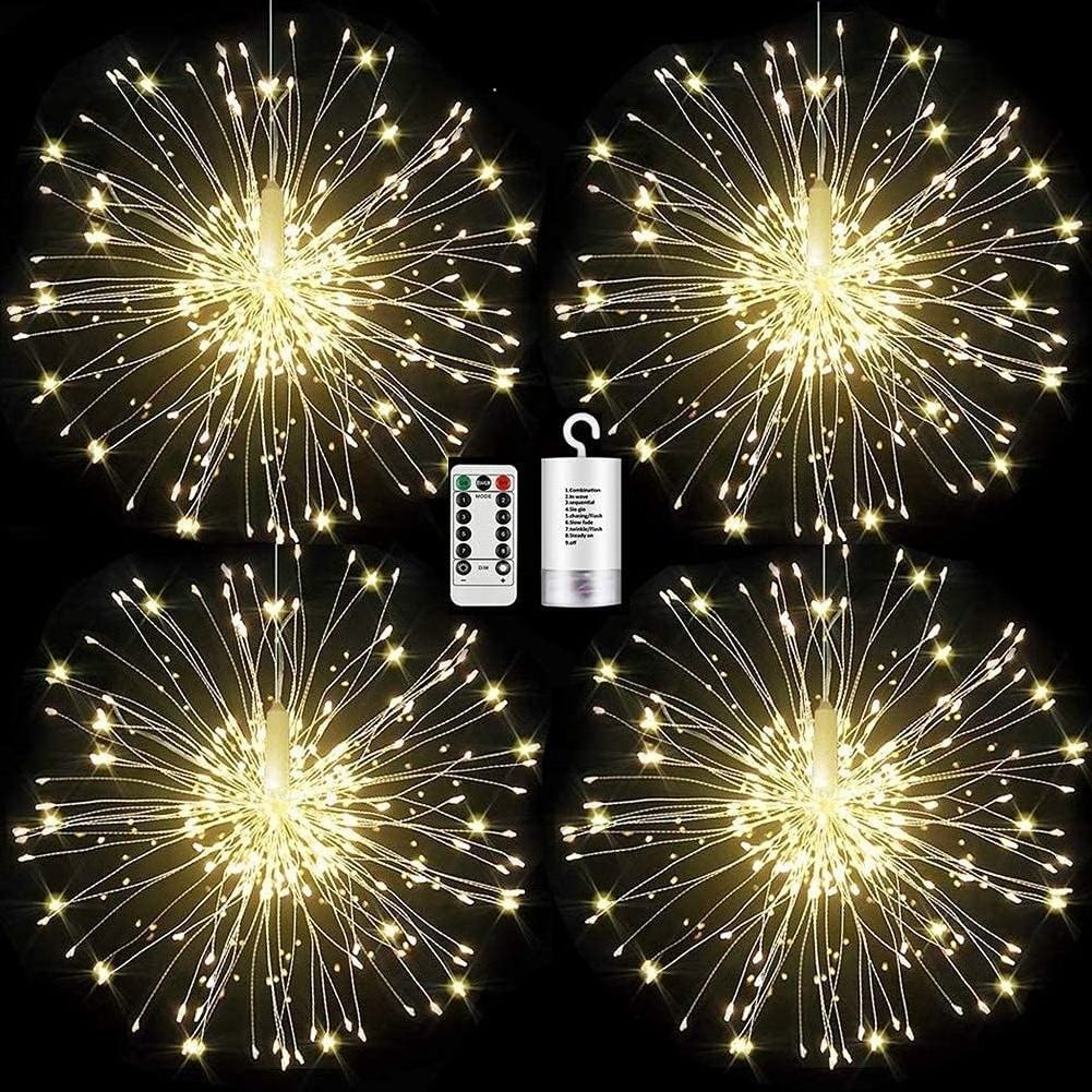 Battery Powered Remote Control Waterproof Garden Courtyard Porch Party Home Decoration Christmas Hanging Led Firework Lights