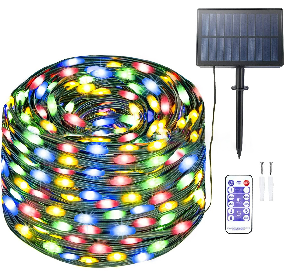 USB Solar Battery Operated Light String Warm White RGBWW Outdoor Patio Garden APP Remote Control Waterproof LED Fairy Lights