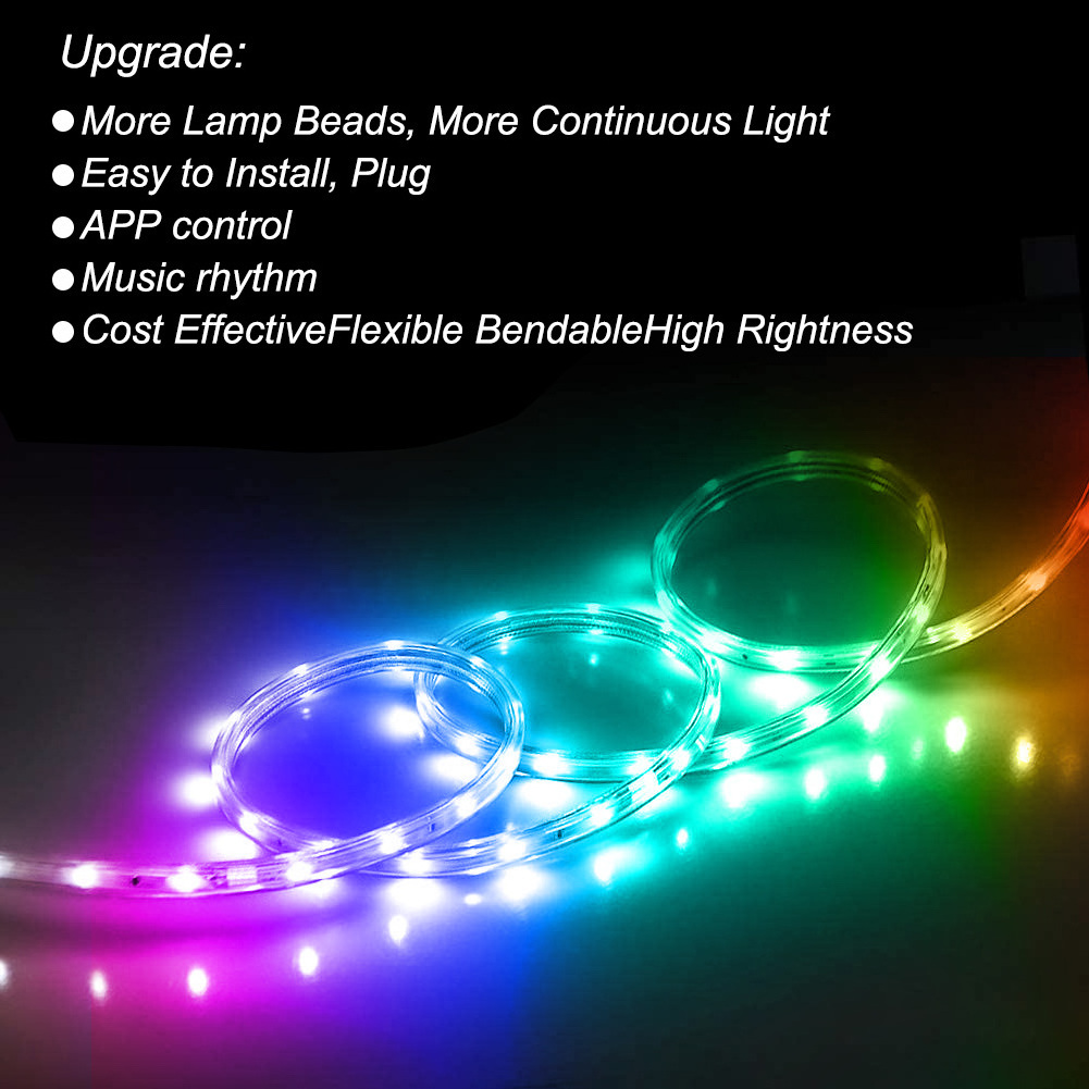 Outdoor 5050 Flexible LED Strip Light Remote App Garden Rope Lighting Decoration Dimmable Multi Color Changing LED Rope Lights