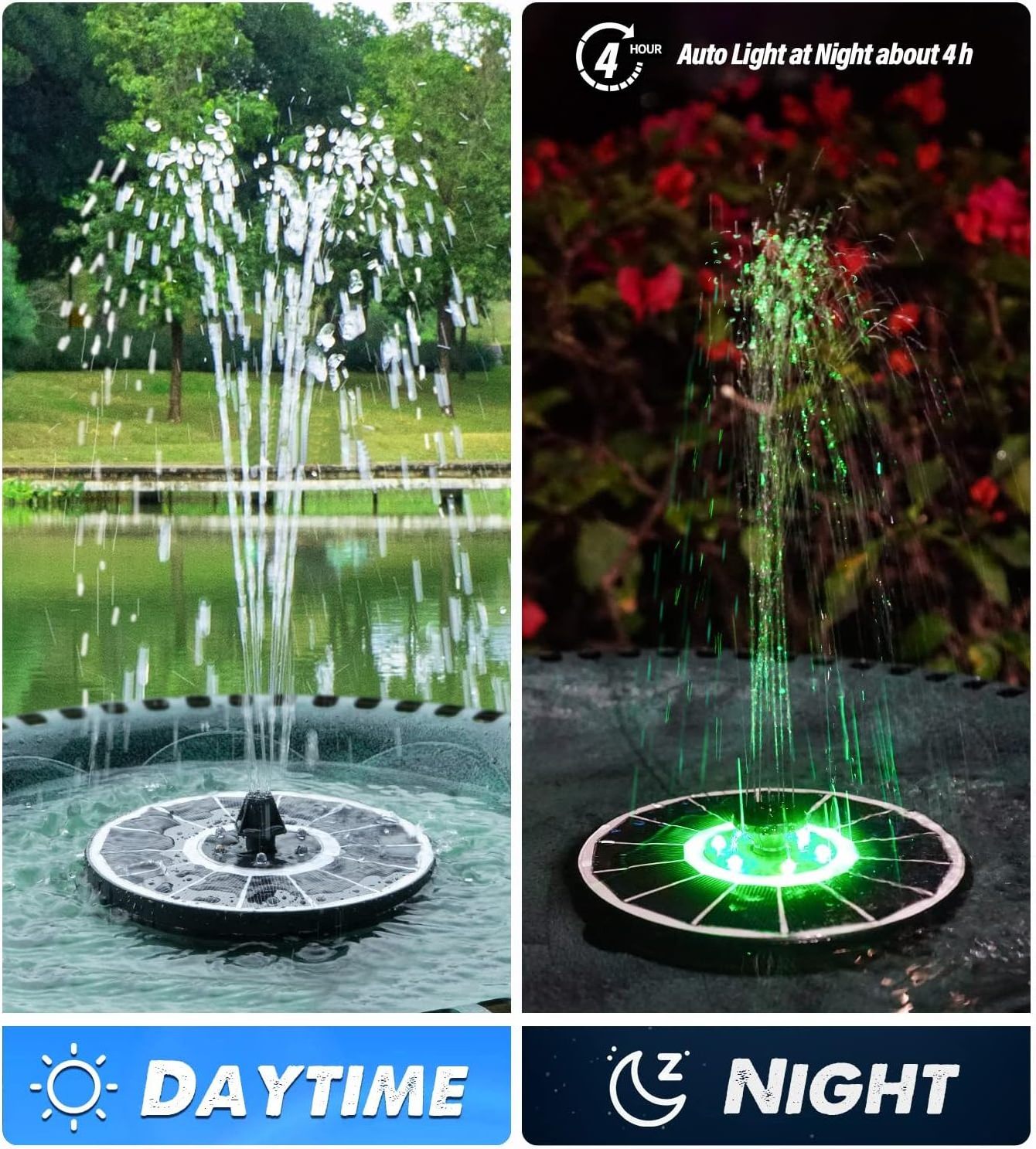 OEM Solar Powered Floating Bird Bath Fountain Color LED Lights Fountain Pool Garden Water Feature Outdoor Solar Fountain Pump