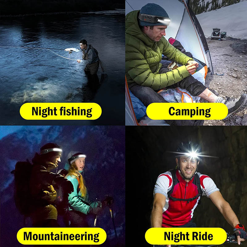 Wholesale Head Light Cob Front Torch Motion Sensor Flashlight Silicone Portable Outdoor Camping Rechargeable Mini LED Headlamp