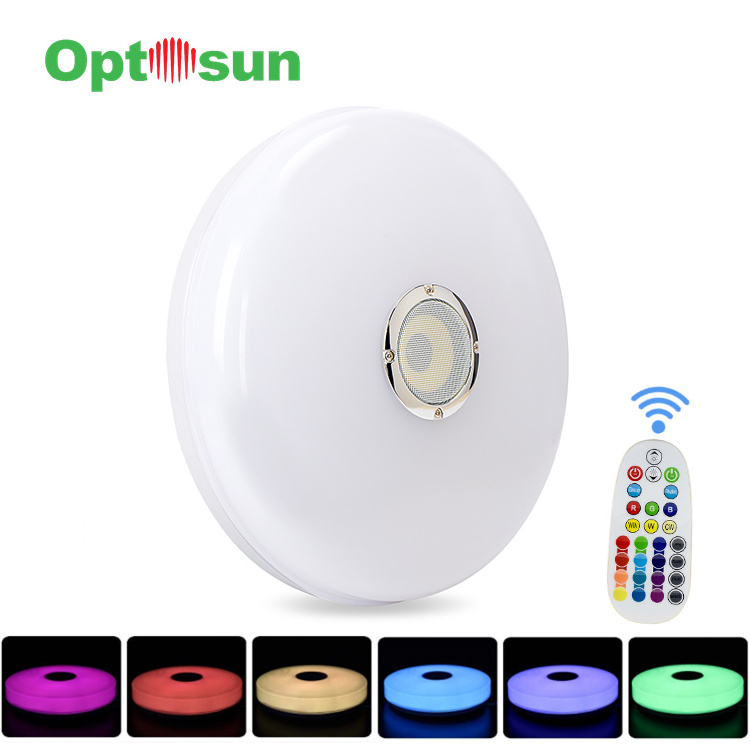 50W Music LED Light Ceiling Speaker Smartphone APP Control Remote Color Changing Ceiling Lamp Flush Mount RGB LED Ceiling Light