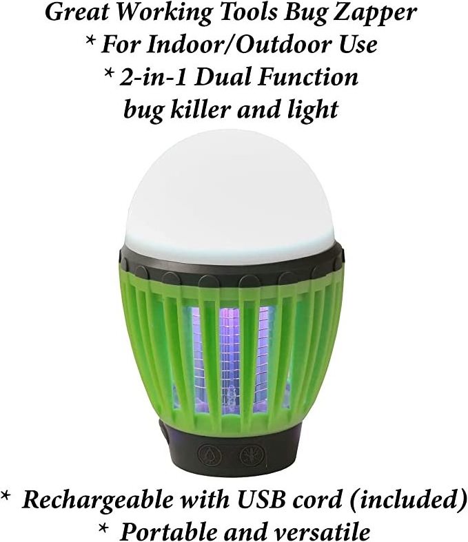 Factory Price Portable Mosquito Killer Light Hanging Loop USB Bug Zapper Light Bulb 2 in 1 Mosquito Killer Lamp Rechargeable