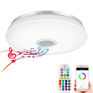 Smart Modern Ceiling Downlight Lamp BLE Speaker CCT Dimmable Timer Living Room APP Earthquake Alarm Music RGB LED Ceiling Light