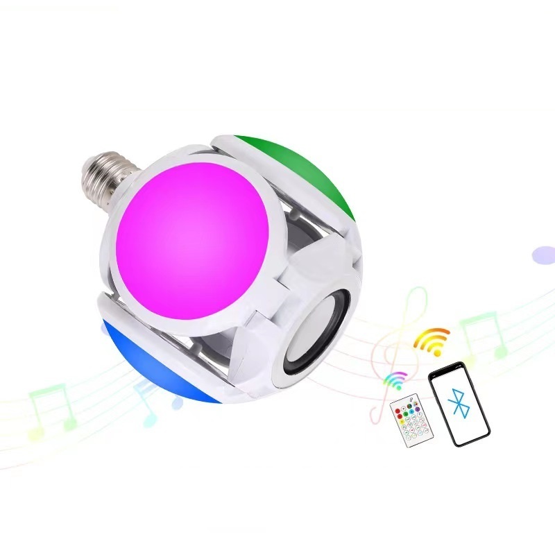 Factory Football LED Music Bulb E27 RGB Multi Color Changing Smart Bulb Speaker Foldable Remote APP Music Sync LED Light Bulbs