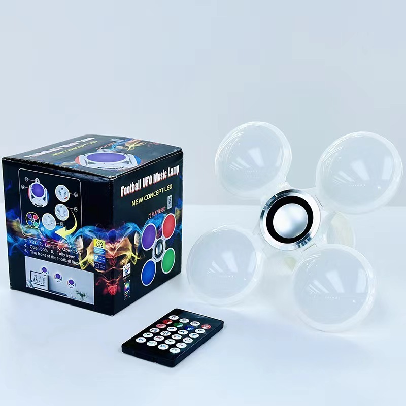 Factory Football LED Music Bulb E27 RGB Multi Color Changing Smart Bulb Speaker Foldable Remote APP Music Sync LED Light Bulbs