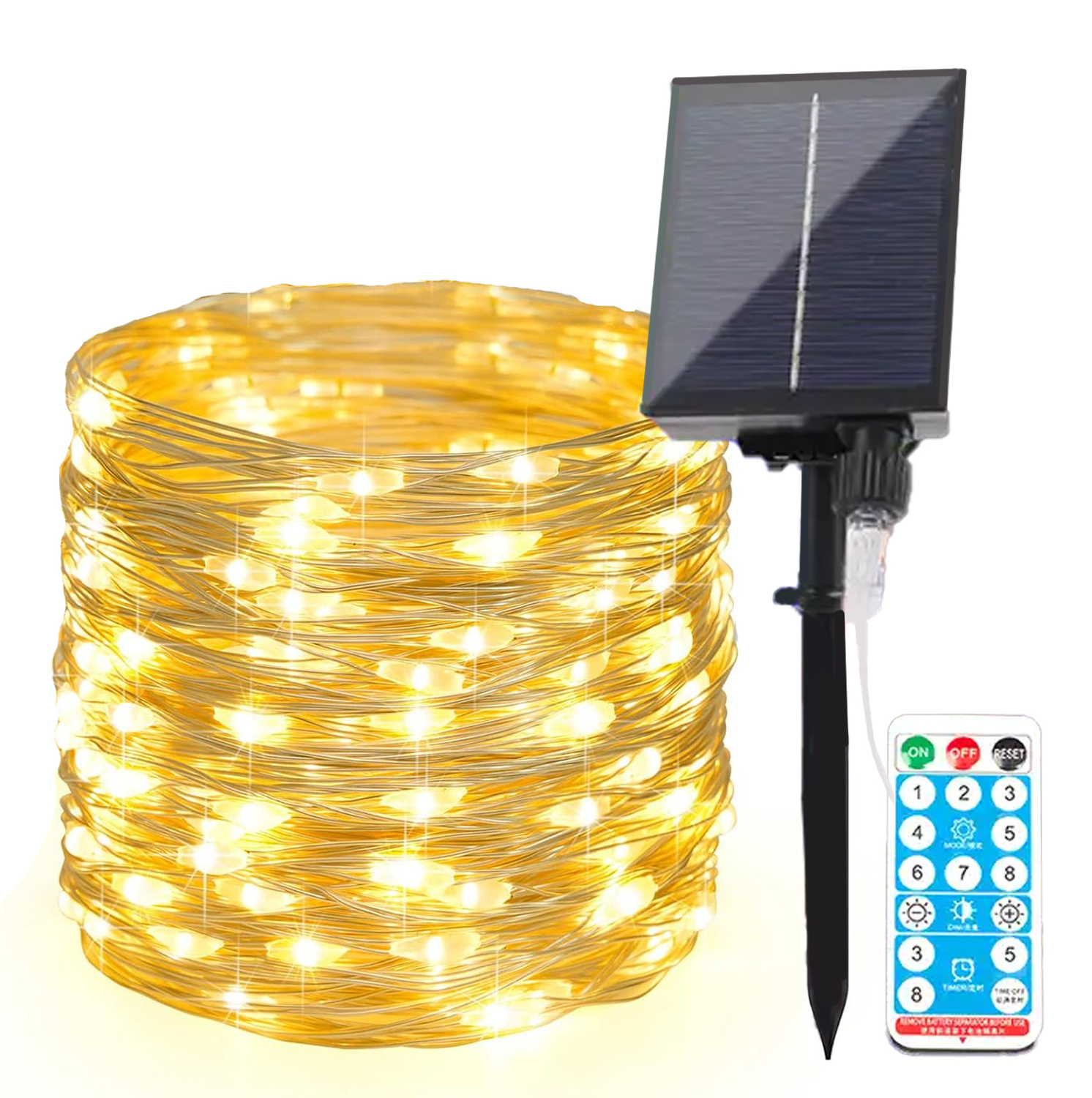 USB Solar Battery Operated Light String Warm White RGBWW Outdoor Patio Garden APP Remote Control Waterproof LED Fairy Lights