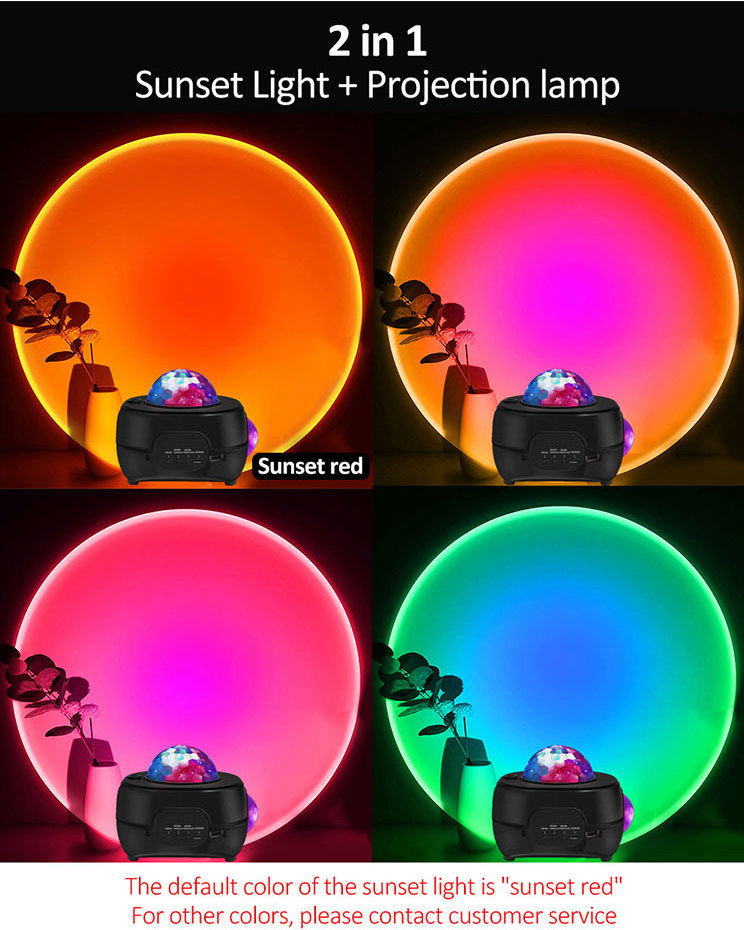 Sunset Light Projector Night Light Projector Music Sync Speaker Night Lamp Baby Bedroom Game Rooms Sunset LED Projector Light