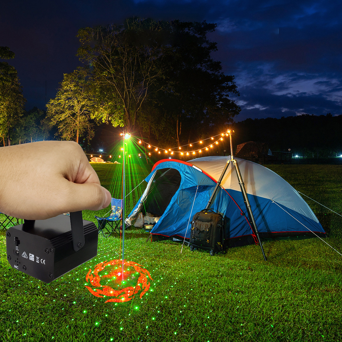 Portable Remote Control USB Charging Strobe Sound Activated Festival Projection Party Dance RGB Stage DJ Laser Disco Lights