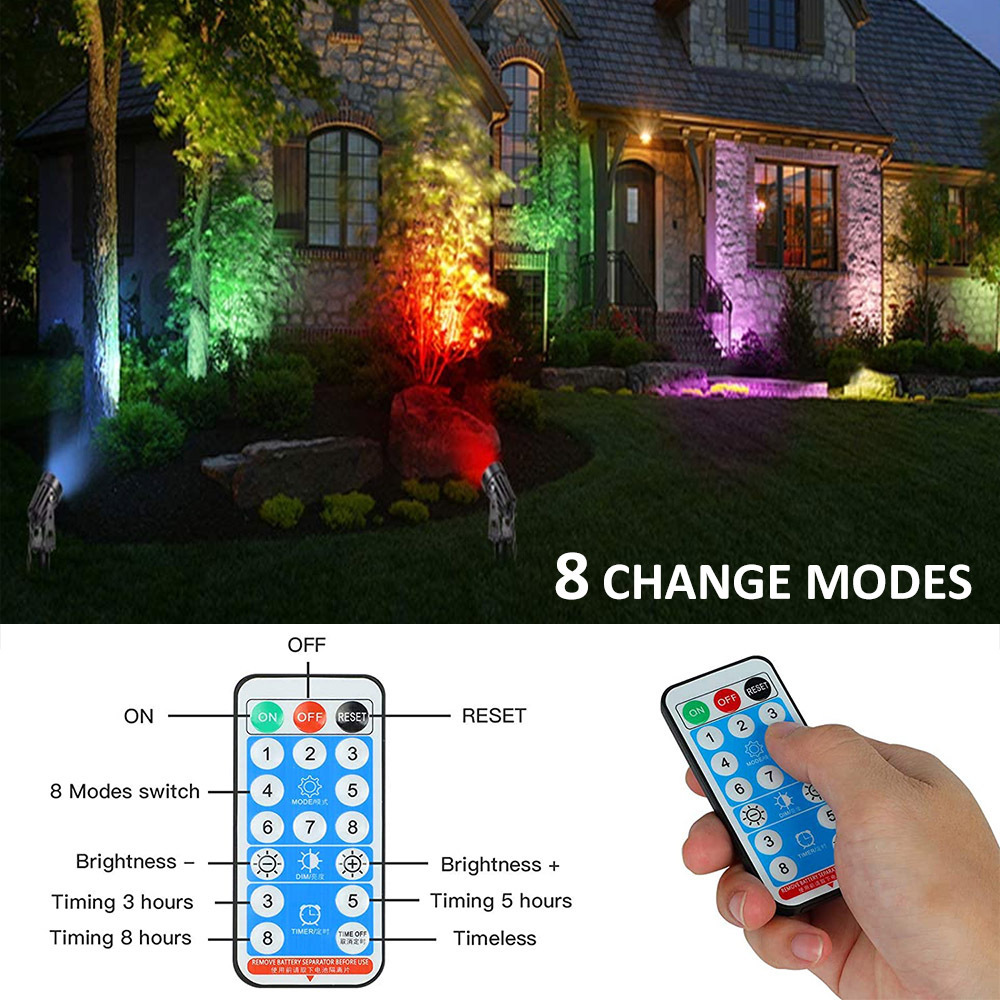 Solar Spotlight Outdoor IP65 Waterproof Color Changing Adjustable Landscape Yard Driveway Garden Porch Walkway Solar Spotlights