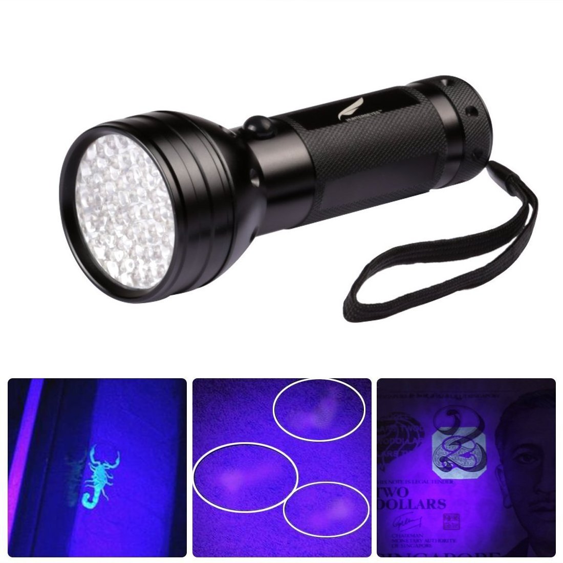 Factory Price UV Flashlight Black Light 51 LED 395nm Ultraviolet Blacklight Flashlite UV Led Torch Light Rechargeable Battery