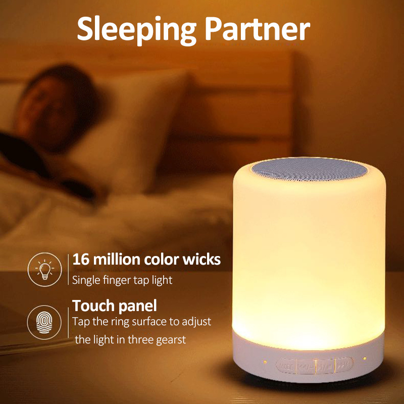 Night Light for Bedside Desk Bedroom Kid Room Sensor Bedside Night Lamp Color Changing Warm White Touch Lamp Portable Speaker