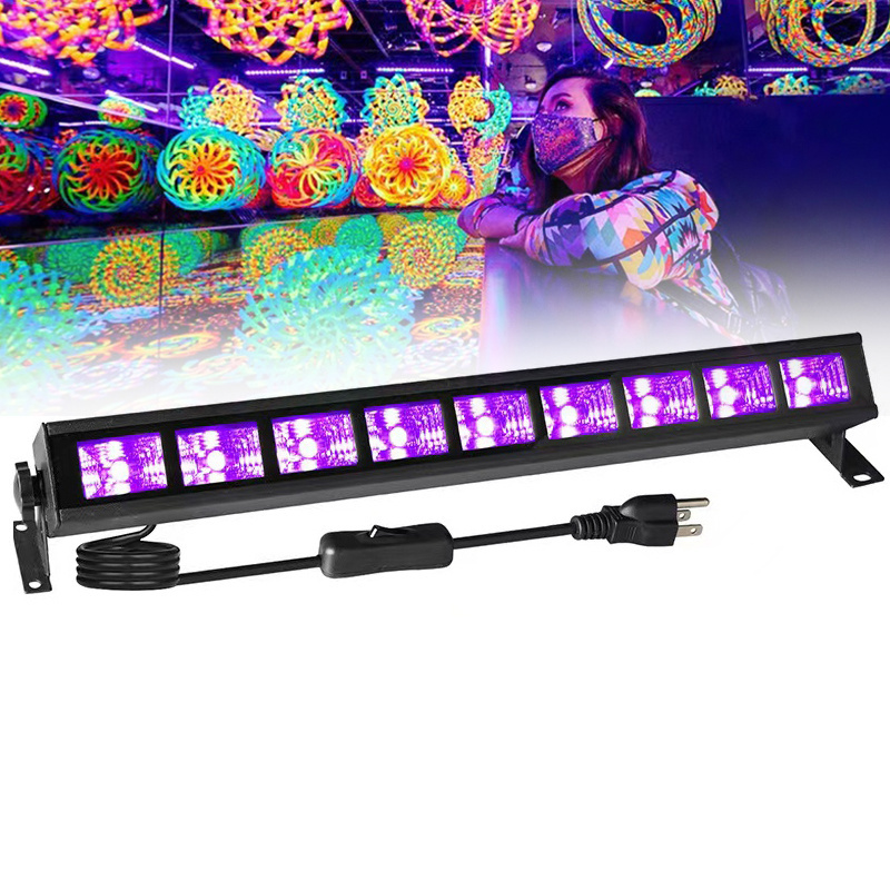 UV LED Black Wall Wash Light 27W Beam Lights Bar with Power Cord and Switch Waterproof Party Tree Disco Lamp Wall Wash Bar Light