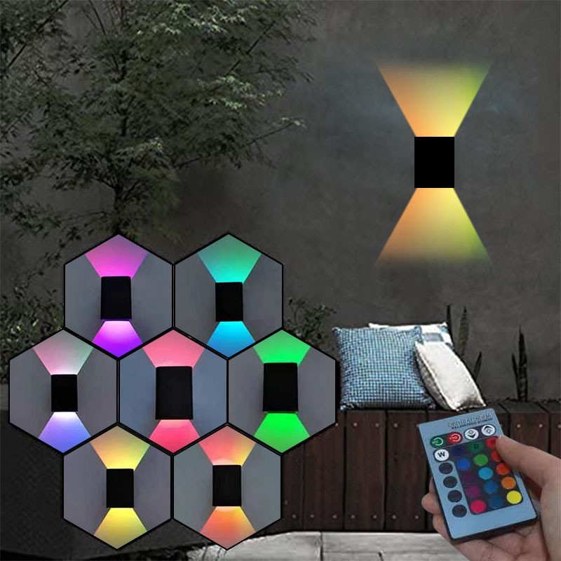 Wall Lighting RGB 5W Color Changing Dimmable Up and Down Bedroom IP54 Night Light Remote Controller Wall Lights Indoor Modern