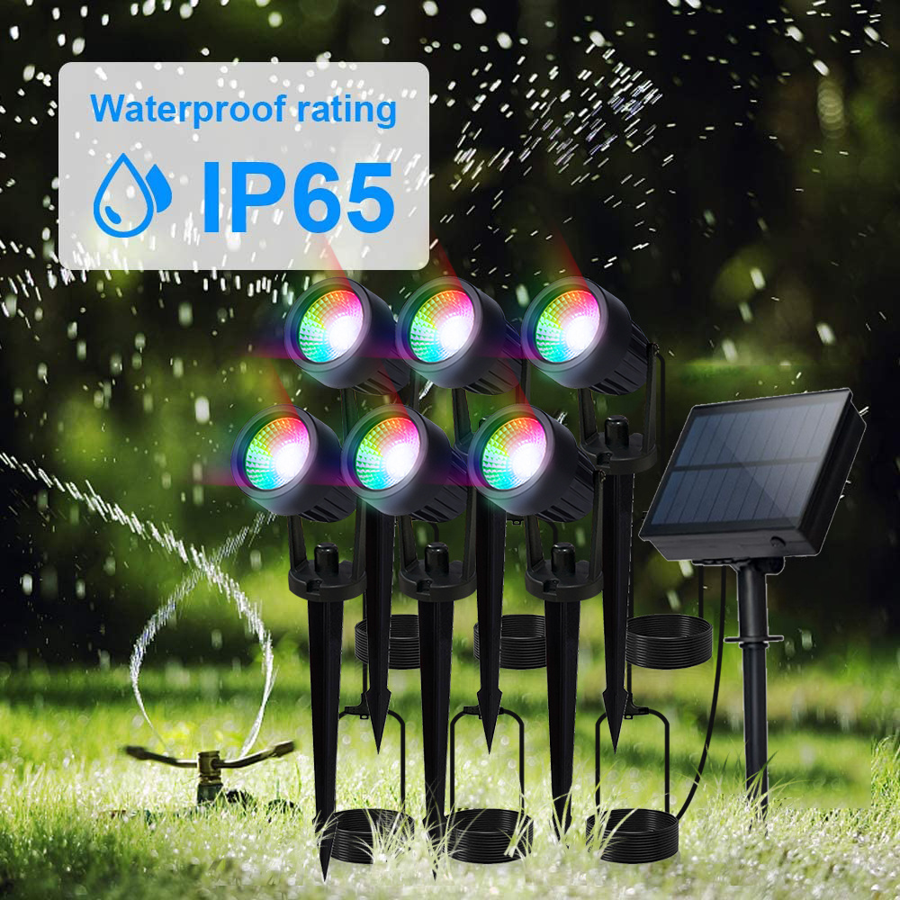 Solar Spotlight Outdoor IP65 Waterproof Color Changing Adjustable Landscape Yard Driveway Garden Porch Walkway Solar Spotlights