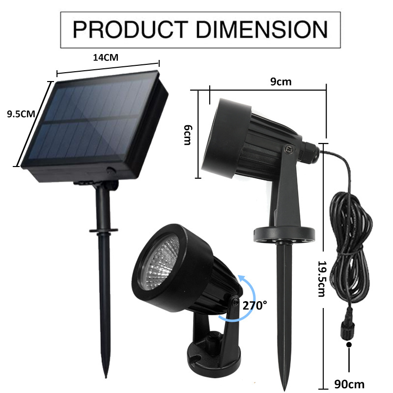 Solar Spotlight Outdoor IP65 Waterproof Color Changing Adjustable Landscape Yard Driveway Garden Porch Walkway Solar Spotlights